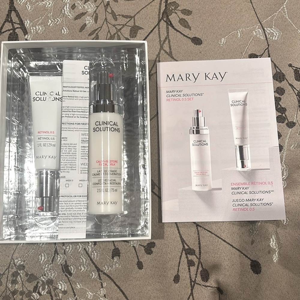 New Sealed Mary Kay Clinical Solutions Set Retinol .5 & Calm Restore Face Milk